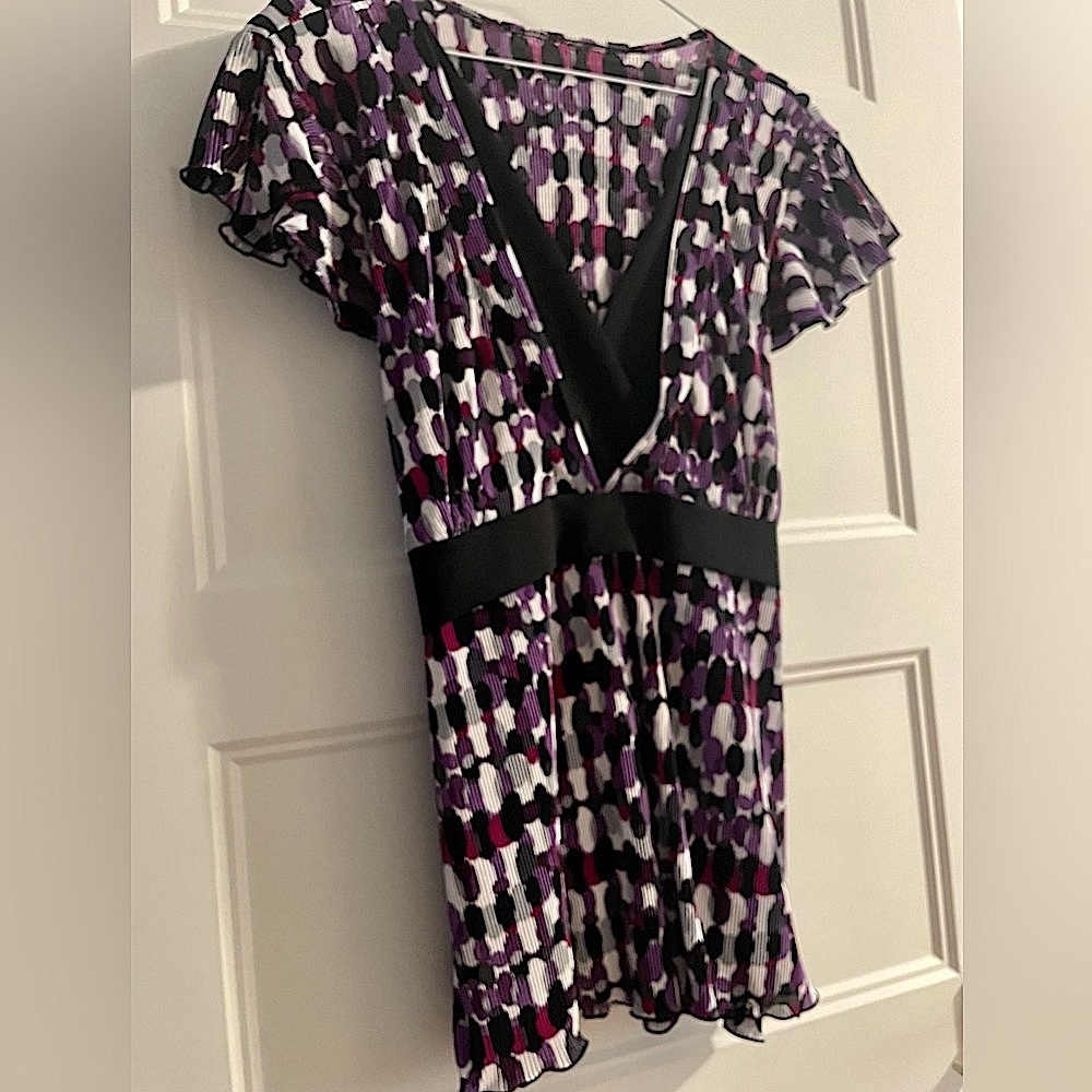 EUC Crimpy Short-sleeve V neck blouse for women XL